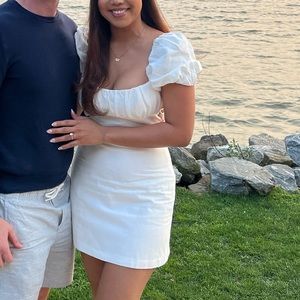 Zara white linen blend dress